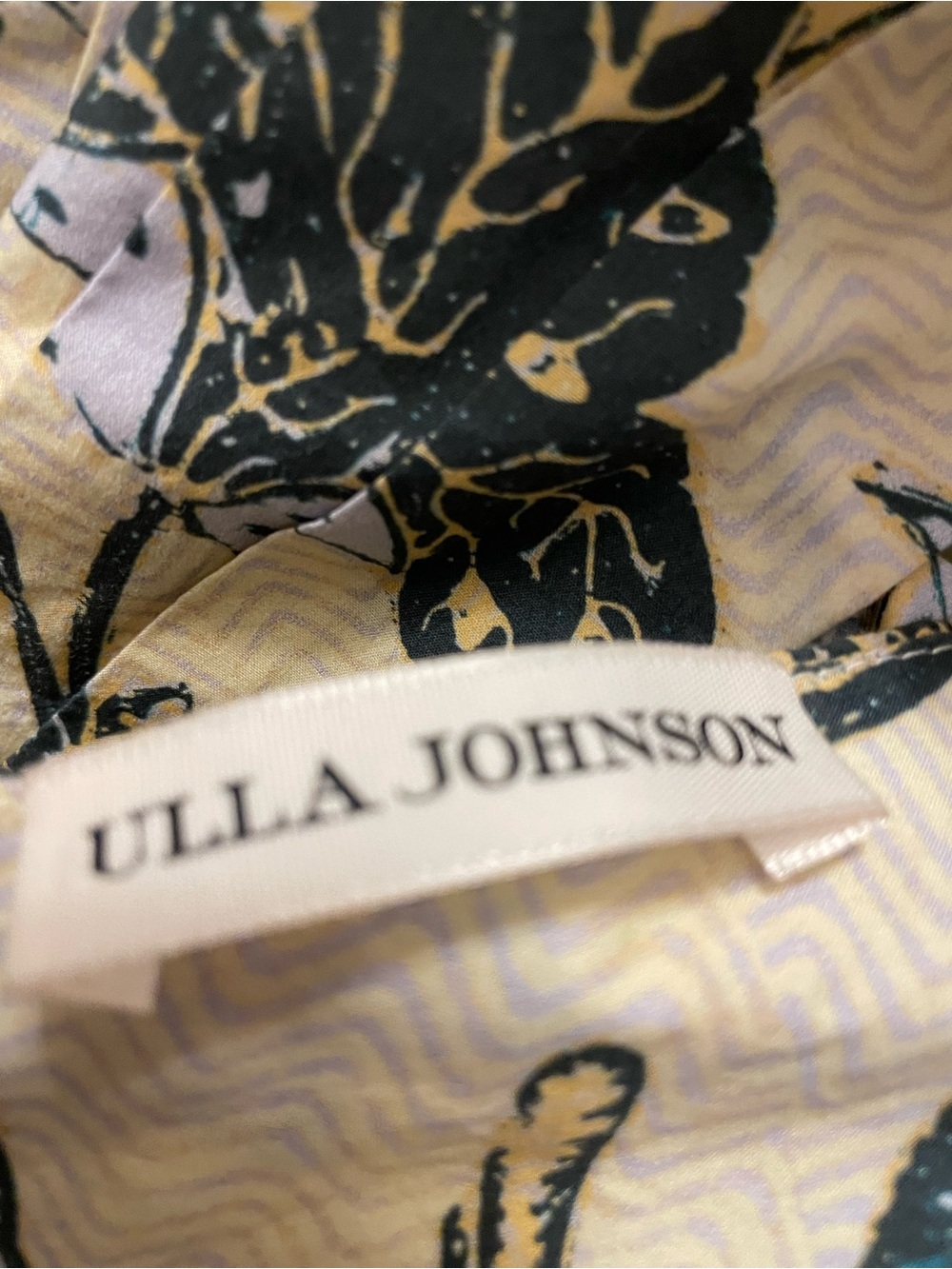 Ulla Johnson Lavender Top with Black and Mustard Floral Print